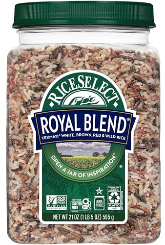 RiceSelect Royal Blend, Texmati White, Brown, Wild, and Red Rice, 21 oz Jar