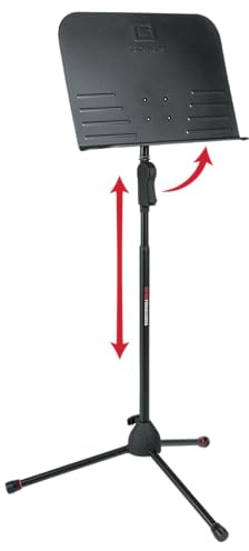 Gator Frameworks Deluxe Tripod Style Sheet Music Stand, with Easy Squeeze Deluxe Clutch for Height Adjustment (GFW-MUS-2000)