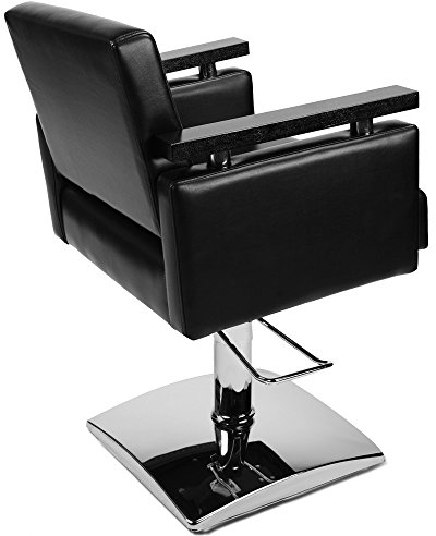 Medeo Friseurstuhl Schwarz, Fein, Höhenverstellbar, Gepolstert, Kunstleder, Metall, Schwarz, Entspannen