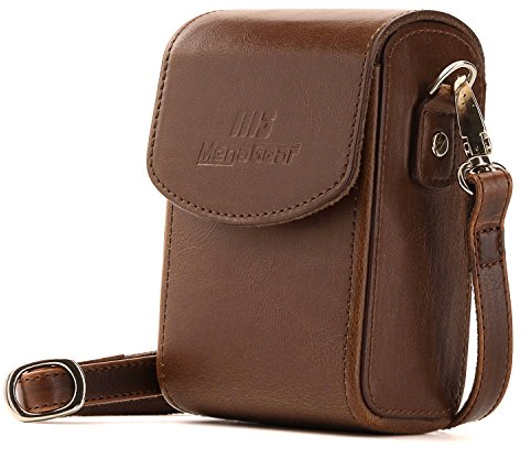 MegaGear MG766 Leder Kameratasche mit Trageriemen kompatibel mit Canon PowerShot G7 X Mark III, G7 X Mark II, G7 X