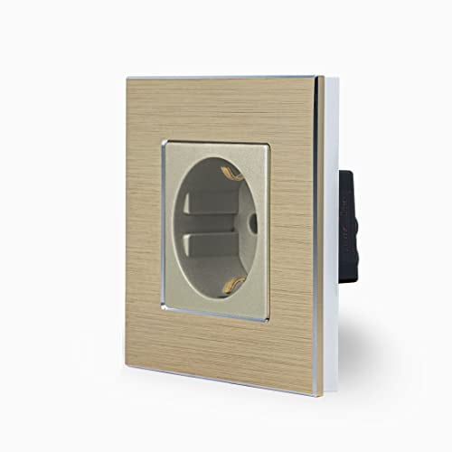 Luxus-Time Steckdose Schuko 1 Fach Unterputz Aluminium Gold
