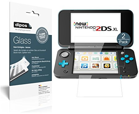 dipos I 2X Displayschutz klar kompatibel mit Nintendo 2DS XL Schutzfolie 9H Anti-Shock