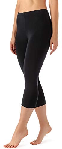 Merry Style Damen Leggings 3/4 Capri Leggings aus Viskose MS10-144 (Schwarz, M)