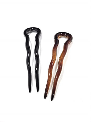 niavida 4 x Hairpin Frisurenhilfe Haarnadel 7,5 cm havanna - braun Pin Spange Hair Styling