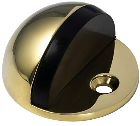JUVA Design Boden-Türpuffer Edelstahl PVD Messing poliert Türstopper mit Zapfen - H8039 | Gummipuffer 5 mm | Tiefe: 44,5 mm | Höhe: 25,5 mm | 1 Stück - Tür-Stopper für Zimmertüren & Holztüren