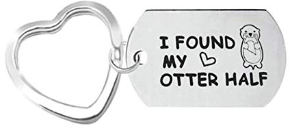 Beydodo Schlüsselanhänger Freundschaft Spruch Lange Tag mit Gravur I FOUND MY OTTER HALF Herz Schlüsselring Edelstahl Schlüsselanhänger Herren Freunde