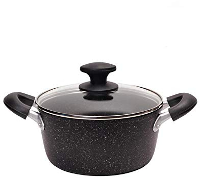 FRYH Non-Stick Casserole - Electromagnetic Induction - With Granite Ceramic Coating - Cooking Pot With Glass Lid - Casserole - Cookware
