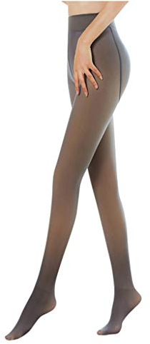 Surfiiy - Medias térmicas transparentes para mujer, color carne con interior de forro polar, 320 Den para invierno, en negro, gris, café u original, Negro 320g, 90 cm