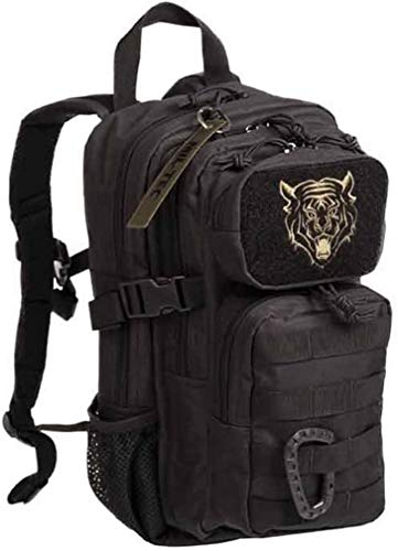 Mil-Tec US Assault Pack Kinderrucksack (14l) • Taktischer Rucksack für Schule, Outdoor, Militär, Wandern • 2 große Fächer + 2 Fronttaschen • Verstellbarer Schultergurt + Brustgurt • Farbe: Schwarz
