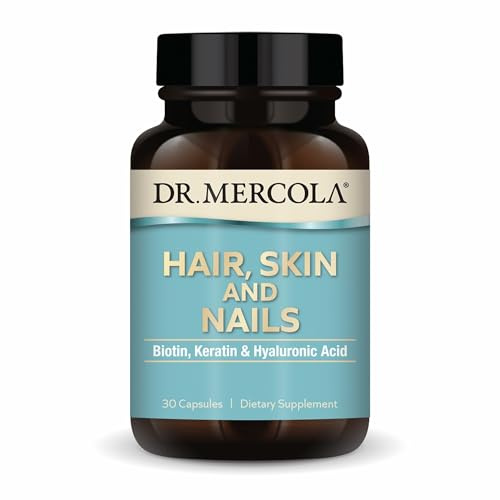 Dr. Mercola Haare, Haut und Nägel, 30 Kapseln (30 Portionen), mit Biotin, löslichem Keratin und Hyaluronsäure mit niedriger Dichte, nicht GVO, glutenfrei, Sojafrei