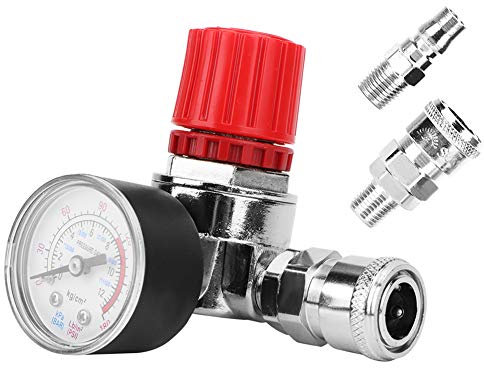 Manomètre de régulateur de pression, vanne de régulation de pression 1/4 po avec connecteur mâle/femelle vanne de pression réglable pour compresseur d'air