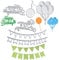 3 Stück Stanzschablone Luftballon Wimpel Kette Set Stanzformen Happy Birthday Girlande Schneiden Prägeschablonen Prägung Schablone Stanzschablonen für Geburtstag Scrapbooking Foto Album Karten Deko