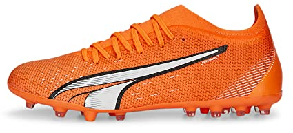 PUMA Men's Sport Shoes ULTRA MATCH MG Soccer Shoes, ULTRA ORANGE-PUMA WHITE-BLUE GLIMMER, 44