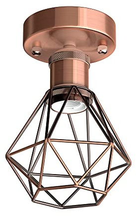 ledscom.de Vintage E27 Deckenleuchte RETRA, bronze, Käfig-Schirm, bronze
