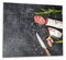 Wallario Herdabdeckplatte/Spritzschutz aus Glas, 2-teilig, 60x52cm mit 13mm hohen Füßen, für Ceran- und Induktionsherde, Salami, Rosmarin und Knoblauch