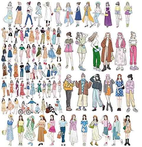 YUTOU 102 pegatinas para álbumes de recortes, pegatinas de moda para niñas, pegatinas para álbumes de recortes, pegatinas para scrapbook para pegatinas Diary Junk Journal Album DIY Crafts