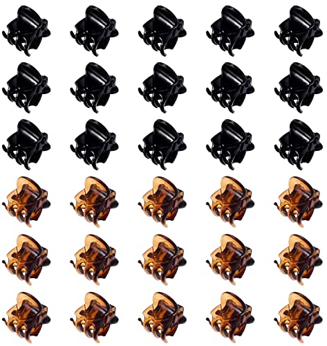 30 Stück kleine Haarspangen, Mini-Haarspangen Kunststoff kleine Haarspangen 1,5 cm Haarspangen Haarschmuck für Mädchen und Frauen (schwarz + braun)