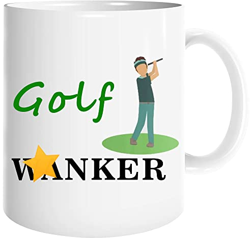 JMS we create smile - Golf Wanker Mug Double Side Printed Funny Rude Porcelain Mugs - Novelty Golf Golfer Theme White Ceramic Coffee Mug for Birthday/Christmas