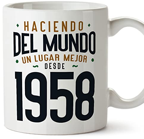 MUGFFINS Tazas 1958 Cumpleaños - En Español - Haciendo del Mundo un Lugar Mejor - 11 oz / 330 ml - Regalo original y divertido