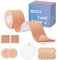 TopBine Klebe BH Boob Tape Bruststraffungsband - Brust Push up Tape mit EIN Paar Unsichtbar Silikon Nippel Cover für A-G Cup Damen - 5cm x 5m