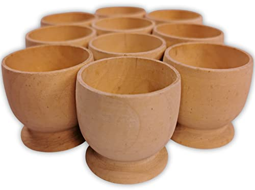 BCreativetolearn Wooden Egg Cups for Crafts 10 Pack, Beach Wood Egg Holders, Make Your Own Personalised Egg Cups & Hold Decorated Eggs, Easter Egg Crafts for Kids.