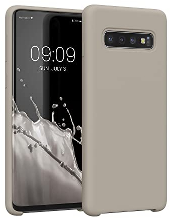 kwmobile Hülle kompatibel mit Samsung Galaxy S10 Hülle - Silikon Handy Case - Handyhülle weiche Oberfläche - kabelloses Laden - Beige matt