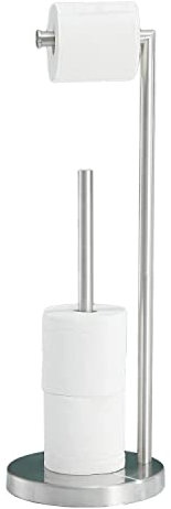 NEWRAIN Toilettenpapierhalter, freistehend, gebürstetes Nickel, Badezimmer-Zubehör, freistehender Toilettenpapierhalter, Toilettenpapieraufbewahrung aus Edelstahl
