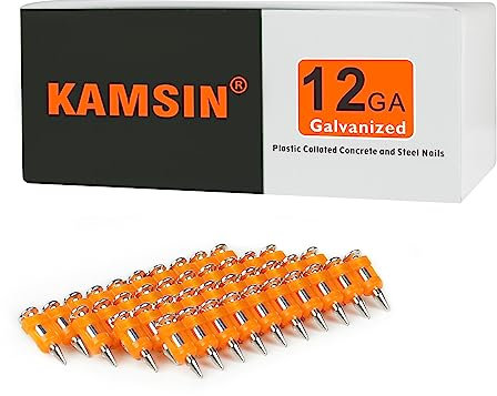 KAMSIN SD-19 Chiodi per calcestruzzo di lunghezza 19 mm e calibro 12, chiodi per chiodatrice pneumatica (1.000 pezzi/scatola)