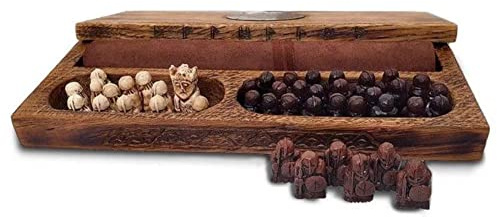 Viking Chess Set, Wooden Chess Set Board Game Chess Board With Wooden Box Educational Puzzle Game for Chess Lovers