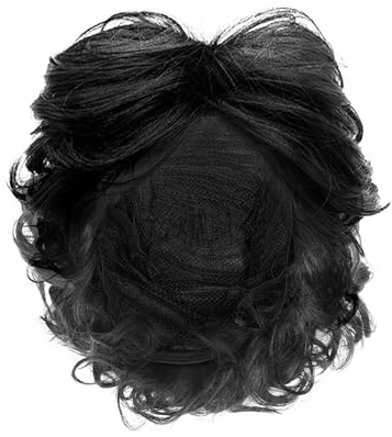 MIVAIUN Schwarz Perücke Kurz, Gewellte Kunsthaar Perücke, Lockige Perücke Herren Männer Kostüme Cosplay, Haare Layered Wave Perücken, Party Daily Wear Halloween HerrenPerücke (Schwarz)