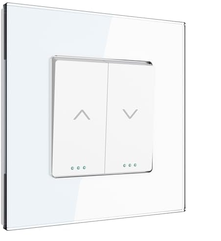 PULSAR Rolladentaster Unterputz mit Glasramen Jalousietaster Glas Weiß Rollladentaster zur Unterputzmontage Rollo/Rouleau/Jalousette/Fensterschutz Taster
