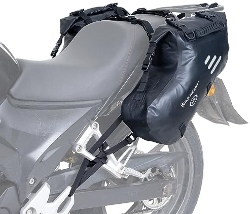 WILD HEART Motorrad Satteltaschen Wasserdicht 24L(12L*2) Motorrad Seitentaschen Packtaschen Kofferraum Zubehör(Schwarz 24L)