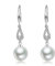Perlenohrringe Silber 925 Hängend, 10mm Perlen Ohrringe Hängend Silber 925 Ohrhänger Lange mit Perlen für Damen Frauen Mädchen（Round B）