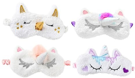 NIYANGLE 4 Pièces Masque Yeux Bandeau Licorne Masque Pour Les Yeux Licorne Dormir Cache-oeil Fille