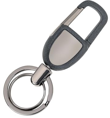 TROIKA Schlüsselanhänger CARABINIERO – Keyring Karabiner und 2 drehbar gelagerte Ringe – praktisch für Autoschlüssel – keine Kratzer mehr im Lack – Metallguss – pulverbeschichtet – gunmetal Original