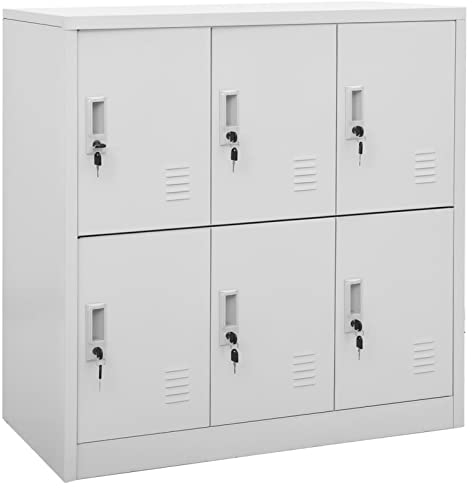 DJEKA Spind Mit 6 Fächern Schließfachschrank Stahlschrank Abschließbar Hellgrau Schließfächer Wertsachen 90x45x92,5 cm Stahl