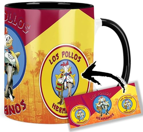 Breaking Bad Los Pollos Hermanos Tasse Innen & Henkel Schwarz Keramikbecher Mug