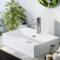EMKE Waschbecken Aufsatzwaschbecken, Hängewaschbecken für Badezimmer Gäste WC 52 x 37 x 13 cm, Eckig Handwaschbecken Klein Waschbecken Bad Wandwaschbecken Waschtisch Weiß