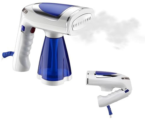 Vaporizador portátil para ropa, calefacción en 40 segundos, plegable, removedor de arrugas para ropa, capacidad de 1600 W, capacidad de 8,5 oz, vaporizador portátil con cepillo para