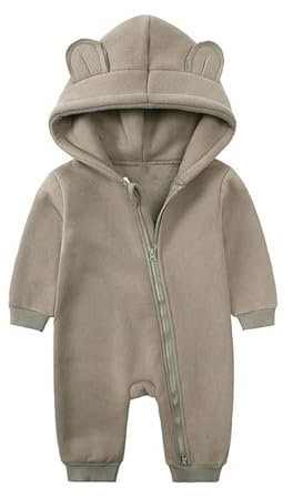 Kleinkind Baby Mädchen Junge Herbst Kleidung Langarm solide Farbe Hoodie Sweatshirt Fleece Strampler Pullover Winter Outfit 59 Khaki 0-3 Monate