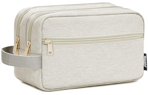 WANDF Kulturbeutel für Herren und Damen, Kosmetiktasche und Waschtasche für Männer und Frauen, mit Nass- und Trockentrennbeutel (Beige)