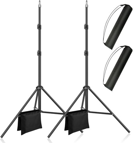 MSKIRA Photography Light Stand with Case, 2Pcs Lighting Stand, 2.1M/6.9Ft Portable Tripod Stands with Sandbags for Studio Video Softboxes Reflectors Umbrellas