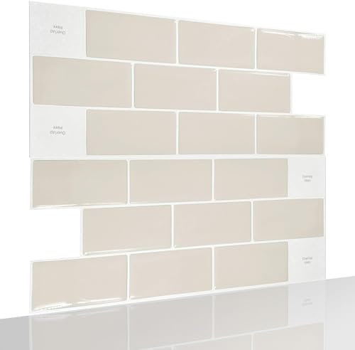 Neukids 15 adesivi per piastrelle 3D bianco crema, parete posteriore della cucina, piastrelle adesive 3D, impermeabili, belli, cucina, bagno, lavanderia, camper da viaggio, piastrelle autoadesive