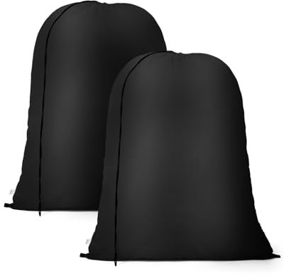 OTraki Bolsa de Lavandería 2 Pcs, Bolsa de Lavandería Plegable de Viaje Lavable Organizador Saco Ropa Sucia con Cordón, Bolsas Ropa Lavadora para Camping Hogar Residencia Universitaria, 40x50cm, Negro