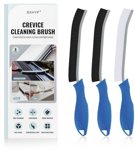 SXhyf Cleaning Brush - Hard Bristle Crevice Cleaning Brush, Multifunctional Gap Cleaning Scrub Brush, Cleaning Tools for Household Use, Home, Kitchen, Bathroom, Window, Vehicle (Lichen Blue Handles)