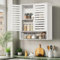 unho Meuble Salle de Bain Mural: Armoire Toilette Suspendu en Bambou Naturel Placard WC 2 Portes Rangement Cuisine Murale avec Étagères Réglables Blanc - 59x20.5x66.5 cm