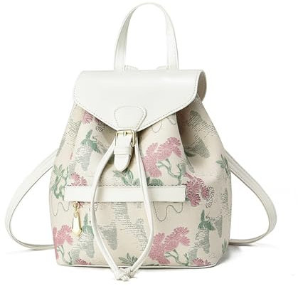 NICOLE & DORIS Mini Zaino Elegante da Donna - Zainetto Antifurto in Pelle PU con Stampa Fiori, Daypack per Scuola, Uscire, Viaggi
