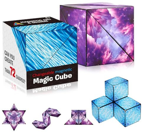 XPJBKC 2Pcs Zauberwürfel Set, Infinity-Würfel Transformierende, Zauberwürfel Magnetisch, Stressabbau Spielzeug, 3D Puzzle Würfel, Spielzeug ab 7-8-9-10-11 Jahre Junge