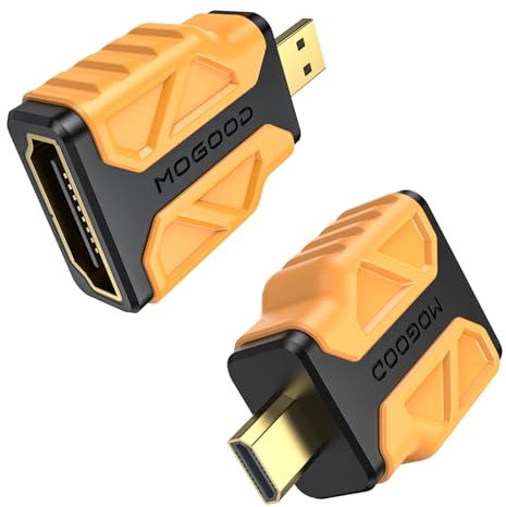 MOGOOD Adaptateur Micro HDMI vers HDMI 4K 2 Paquets, Prise Micro HDMI D Mâle vers HDMI A Femelle, HDR, ARC, 3D, Connecteur MicroHDMI Compatible avec Nikon Zfc, Raspberry Pi5/Pi4, Sony A6400/A6500