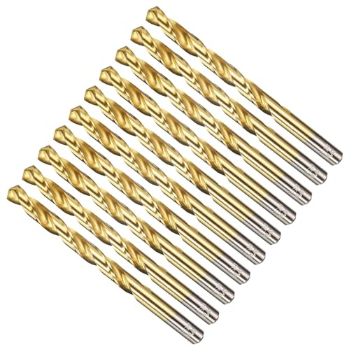 METALLIXITY 7.5mm Drill Bit (19/64) 4341 High-Speed Steel TiN 135° 10Pcs | Straight Shank 135° Titanium Nitride TiN Coated for Copper Aluminum Wood Plastic Medium Hard Metal